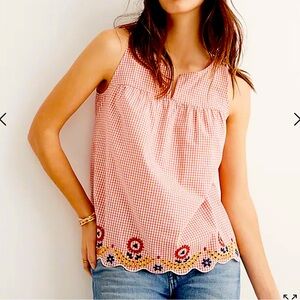 Madewell Sunset Gingham embroidered swingy tank size XS